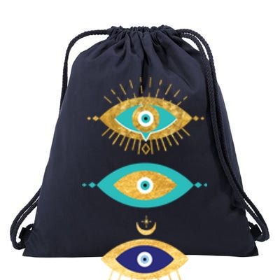 All Seeing Evil Eyes Yellow Eyelashes Curse Protection Gift Drawstring Bag