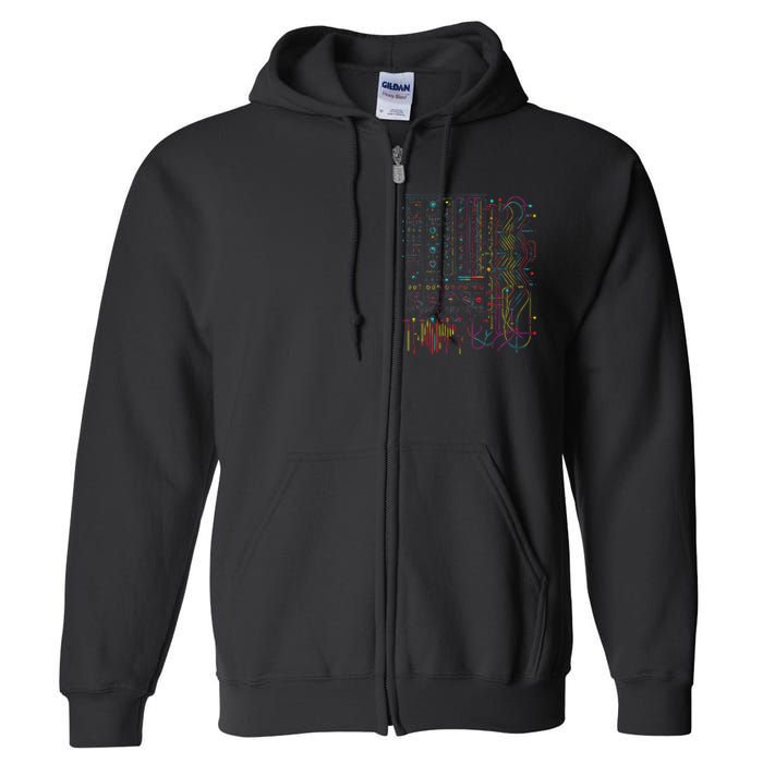 Analogue Synthesiser Electronic Music Modular Life Full Zip Hoodie