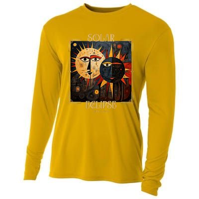 Art Solar Eclipse 2024 Sun Totality April 8th America Cooling Performance Long Sleeve Crew