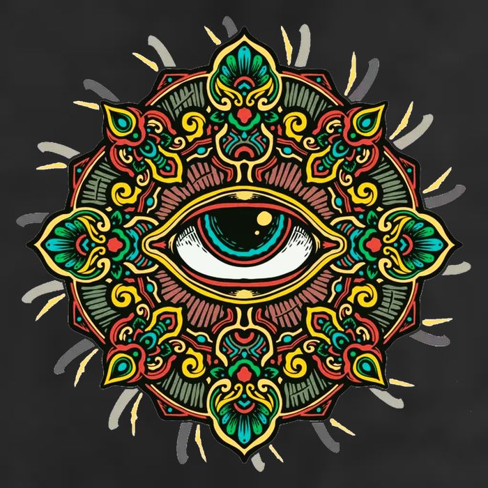 All Seeing Eye Flower 7 Panel Mesh Trucker Snapback Hat