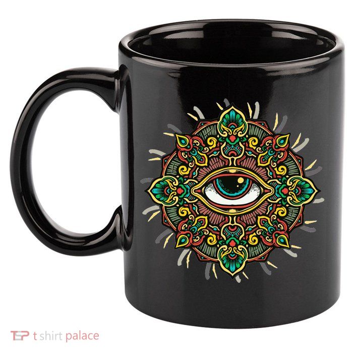 All Seeing Eye Flower 11oz C Handle Ceramic Mug