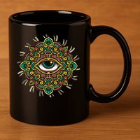 All Seeing Eye Flower 11oz C Handle Ceramic Mug