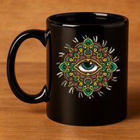 All Seeing Eye Flower 11oz C Handle Ceramic Mug