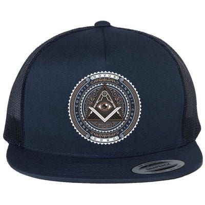 All Seeing Eye Emblem Flat Bill Trucker Hat