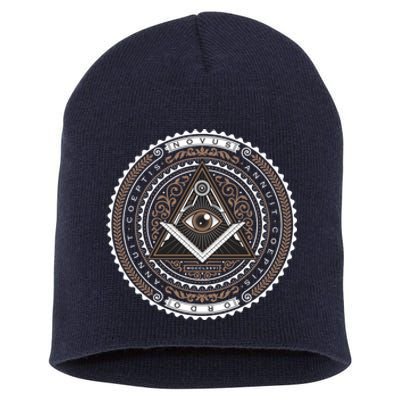 All Seeing Eye Emblem Short Acrylic Beanie