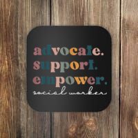 Advocate Support Empower Groovy Social Worker Graduation MSW Coaster