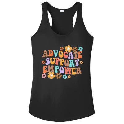 Advocate Support Empower Groovy Social Worker Ladies PosiCharge Competitor Racerback Tank