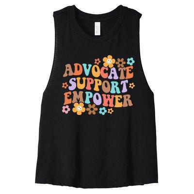 Advocate Support Empower Groovy Social Worker Women's Racerback Cropped Tank