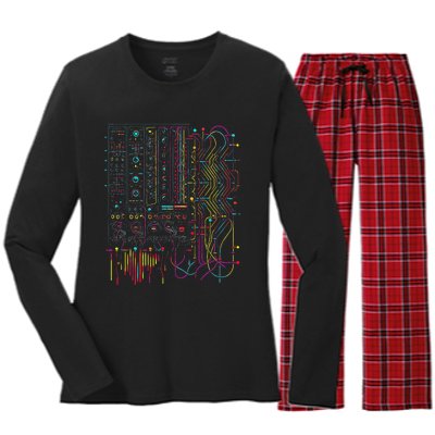 Analogue Synthesiser Electronic Music Modular Life Women's Long Sleeve Flannel Pajama Set 