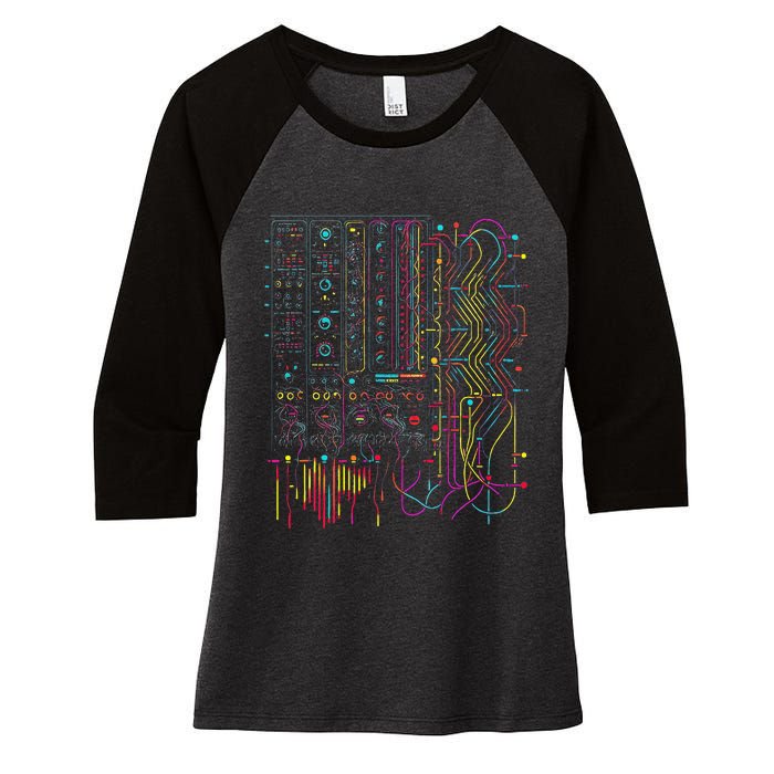 Analogue Synthesiser Electronic Music Modular Life Women's Tri-Blend 3/4-Sleeve Raglan Shirt