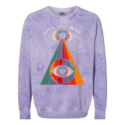 All Seeing Eye Open Your Mind Evil Eye Retro 60s 70s Colorblast Crewneck Sweatshirt