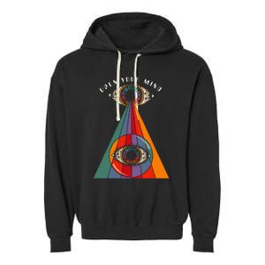 All Seeing Eye Open Your Mind Evil Eye Retro 60s 70s Garment-Dyed Fleece Hoodie