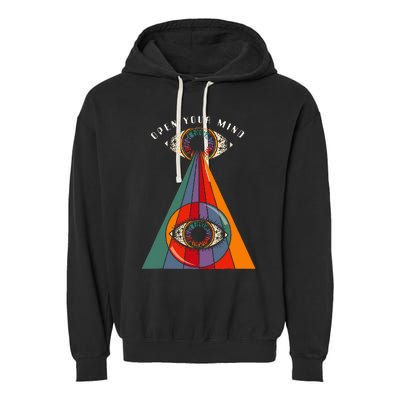 All Seeing Eye Open Your Mind Evil Eye Retro 60s 70s Garment-Dyed Fleece Hoodie