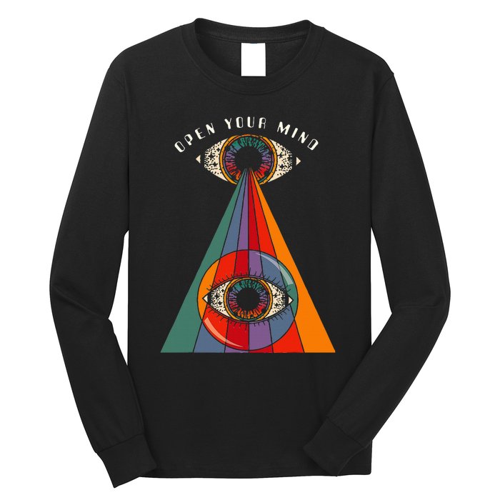 All Seeing Eye Open Your Mind Evil Eye Retro 60s 70s Long Sleeve Shirt