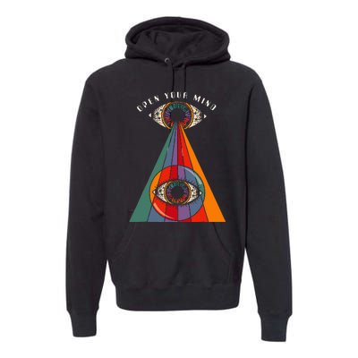 All Seeing Eye Open Your Mind Evil Eye Retro 60s 70s Premium Hoodie