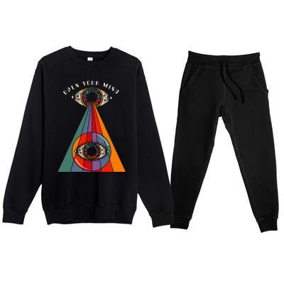 All Seeing Eye Open Your Mind Evil Eye Retro 60s 70s Premium Crewneck Sweatsuit Set