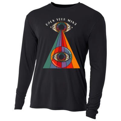 All Seeing Eye Open Your Mind Evil Eye Retro 60s 70s Cooling Performance Long Sleeve Crew