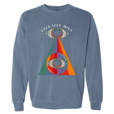 All Seeing Eye Open Your Mind Evil Eye Retro 60s 70s Garment-Dyed Sweatshirt