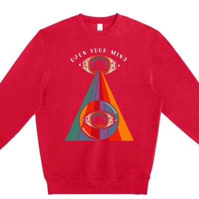 All Seeing Eye Open Your Mind Evil Eye Retro 60s 70s Premium Crewneck Sweatshirt