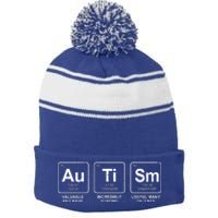 Autism Strong Element Awareness Stripe Pom Pom Beanie