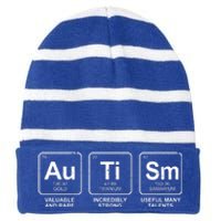 Autism Strong Element Awareness Striped Beanie with Solid Band