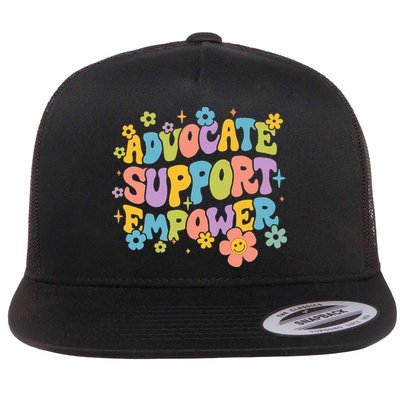 Advocate Support Empower Retro Social Worker Graduation MSW Flat Bill Trucker Hat