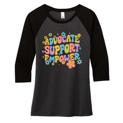 Advocate Support Empower Retro Social Worker Graduation MSW Women's Tri-Blend 3/4-Sleeve Raglan Shirt