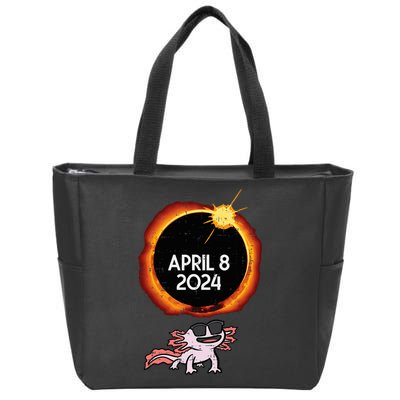 Axolotl Solar Eclipse 2024 Totality April 8 Zip Tote Bag