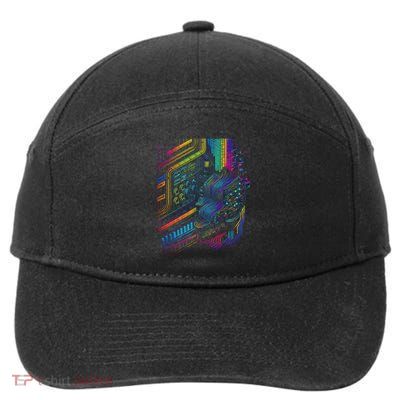 Analogue Synthesiser Electronic Music Modular Life 7-Panel Snapback Hat