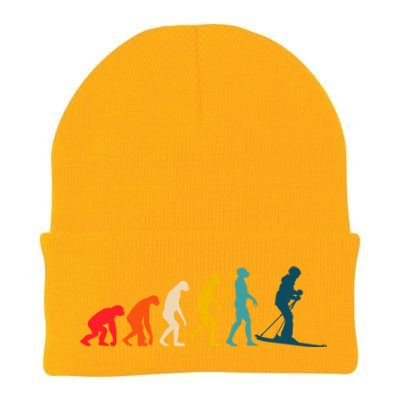 Alpine Ski Evolution Retro Vintage Slope Skiing Skier Cool Gift Knit Cap Winter Beanie