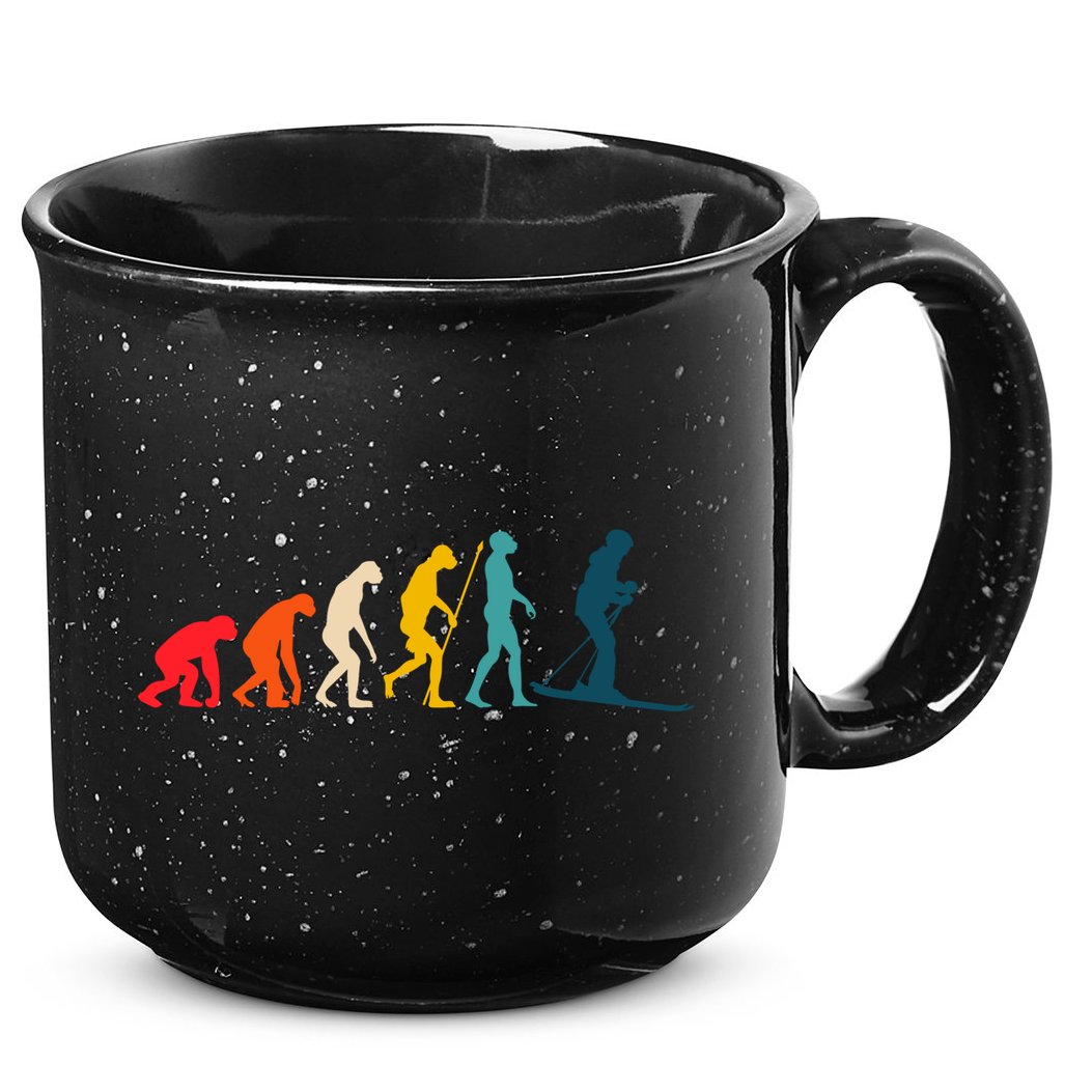 Alpine Ski Evolution Retro Vintage Slope Skiing Skier Cool Gift 15oz Campfire Ceramic Mug