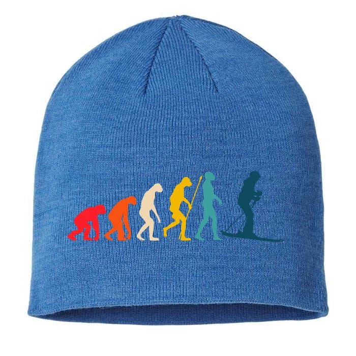 Alpine Ski Evolution Retro Vintage Slope Skiing Skier Cool Gift Sustainable Beanie