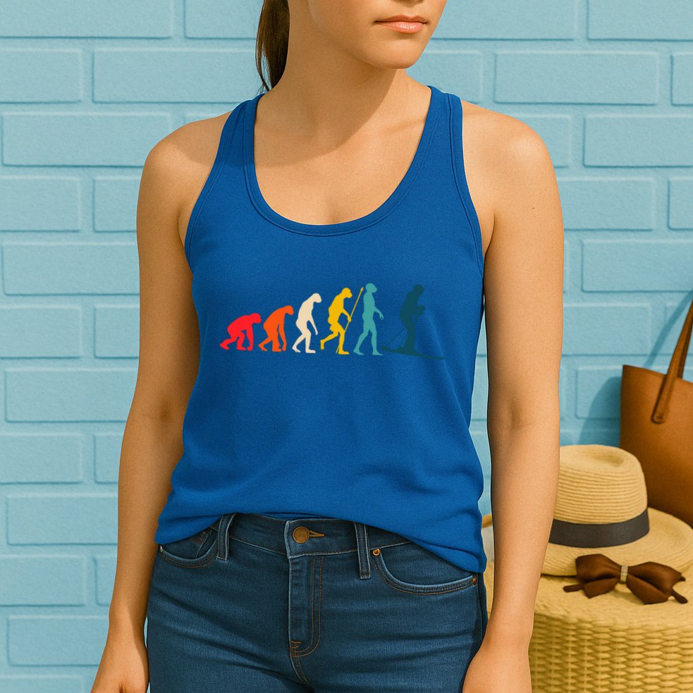 Alpine Ski Evolution Retro Vintage Slope Skiing Skier Cool Gift Womens Tank Top