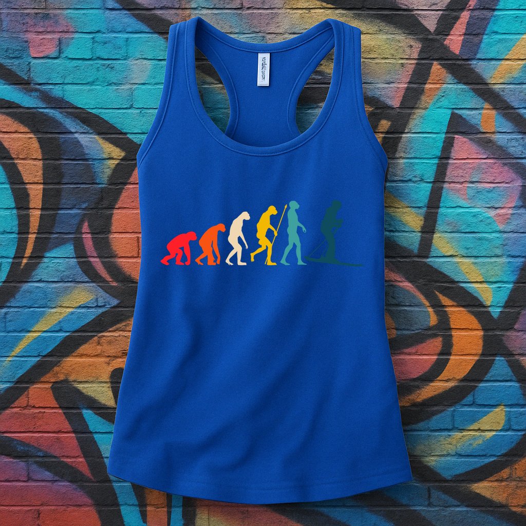 Alpine Ski Evolution Retro Vintage Slope Skiing Skier Cool Gift Womens Tank Top