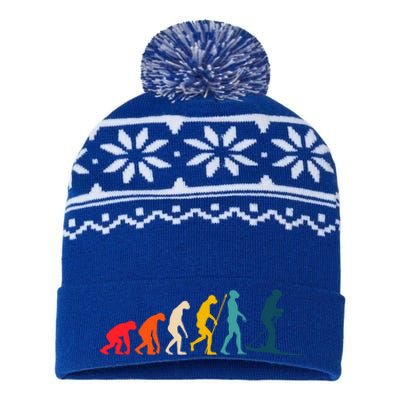 Alpine Ski Evolution Retro Vintage Slope Skiing Skier Cool Gift USA-Made Snowflake Beanie