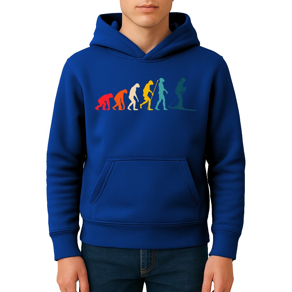 Alpine Ski Evolution Retro Vintage Slope Skiing Skier Cool Gift Kids Hoodie