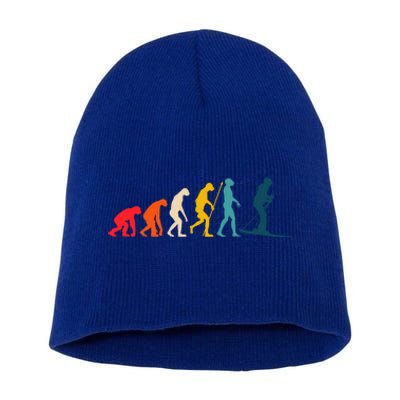 Alpine Ski Evolution Retro Vintage Slope Skiing Skier Cool Gift Short Acrylic Beanie