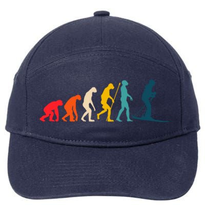 Alpine Ski Evolution Retro Vintage Slope Skiing Skier Cool Gift 7-Panel Snapback Hat