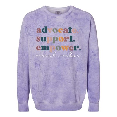 Advocate Support Empower Groovy Social Worker Graduation Msw Colorblast Crewneck Sweatshirt