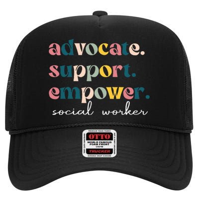 Advocate Support Empower Cute Social Worker Graduation Msw High Crown Mesh Back Trucker Hat