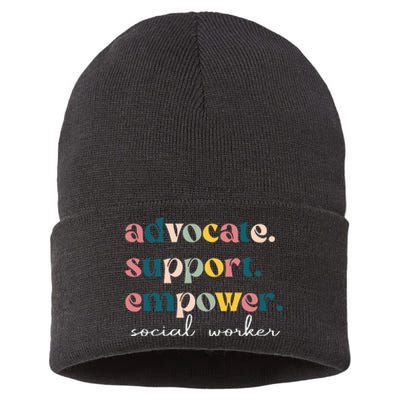 Advocate Support Empower Cute Social Worker Graduation Msw Sustainable Knit Beanie