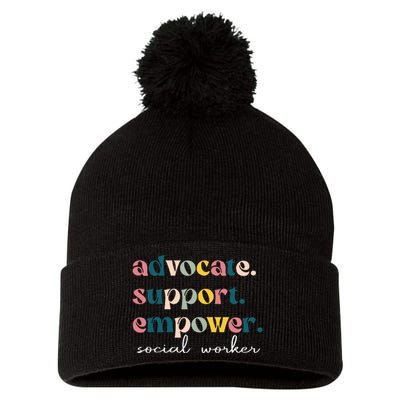 Advocate Support Empower Cute Social Worker Graduation Msw Pom Pom 12in Knit Beanie