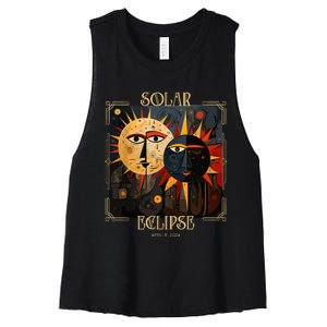 Art Solar Eclipse 2024 Sun Totality April 8th America Women's Racerback Cropped Tank