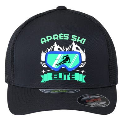 Apres Ski Elite Skiing Snowboarding Skiing Gift Flexfit Unipanel Trucker Cap