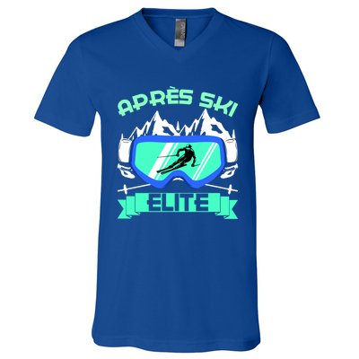 Apres Ski Elite Skiing Snowboarding Skiing Gift V-Neck T-Shirt