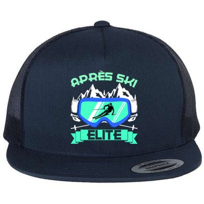 Apres Ski Elite Skiing Snowboarding Skiing Gift Flat Bill Trucker Hat