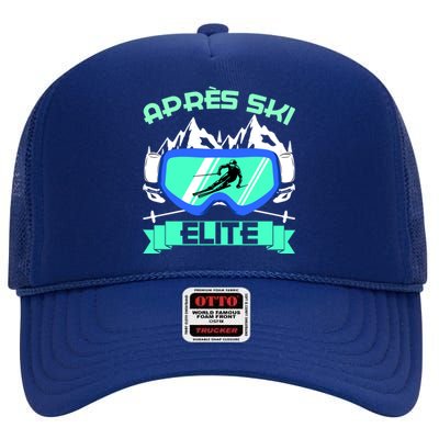 Apres Ski Elite Skiing Snowboarding Skiing Gift High Crown Mesh Back Trucker Hat