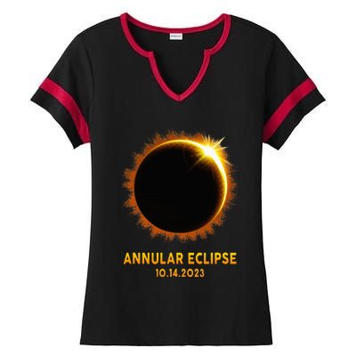 Annular Solar Eclipse 10.14.23 America Annularity Celestial Ladies Halftime Notch Neck Tee