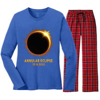 Annular Solar Eclipse 10.14.23 America Annularity Celestial Women's Long Sleeve Flannel Pajama Set 