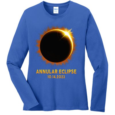 Annular Solar Eclipse 10.14.23 America Annularity Celestial Ladies Long Sleeve Shirt